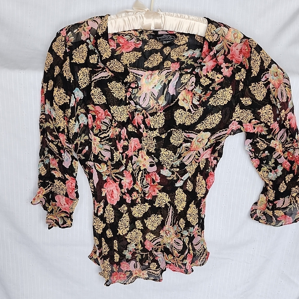 Angie Floral Black and Gold blouse